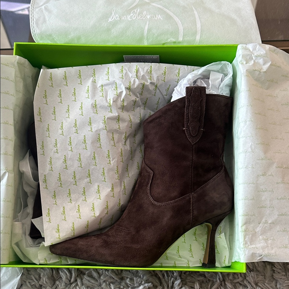 Sam Edelman Dark Brown Suede Heeled Boots